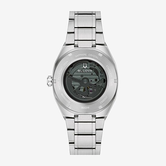 Bulova Surveyor Lp Mens Automatic Silver Tone Stainless Steel Bracelet Watch 96a346