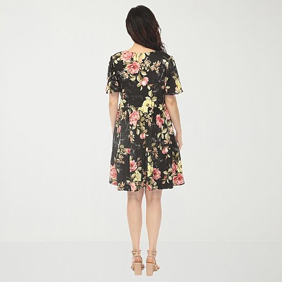 White Mark Womens Maternity V Neck Short Sleeve Floral A-Line Dress