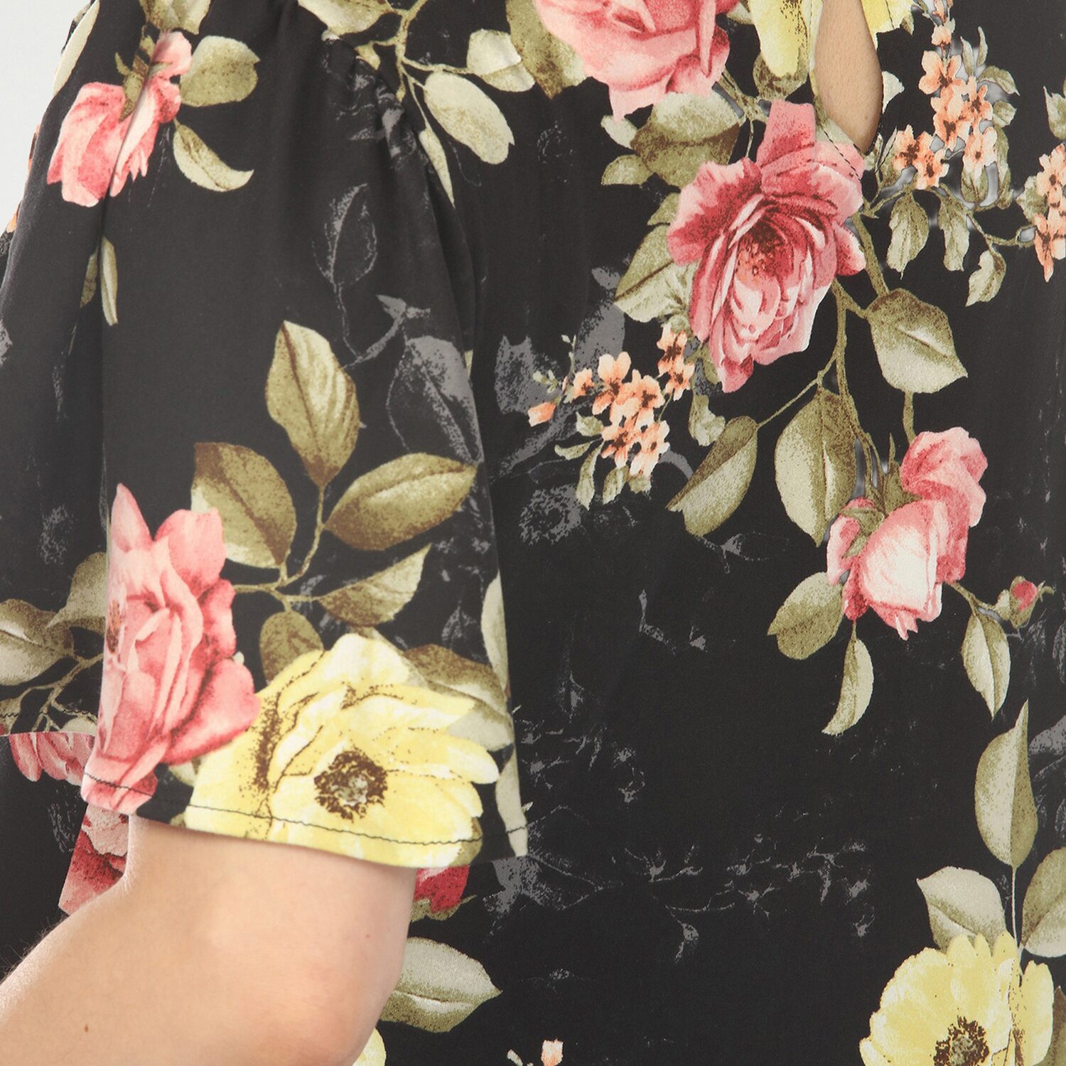 White Mark Maternity Womens V Neck Short Sleeve Floral A-Line Dress