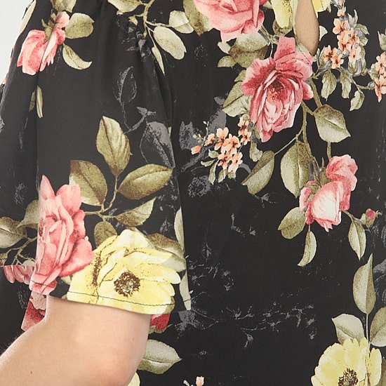White Mark Womens Maternity V Neck Short Sleeve Floral A-Line Dress