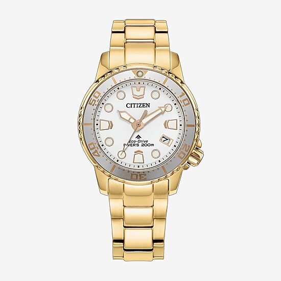 Citizen Dive 4 Womens Gold Tone Stainless Steel Bracelet Watch Eo2029-54a