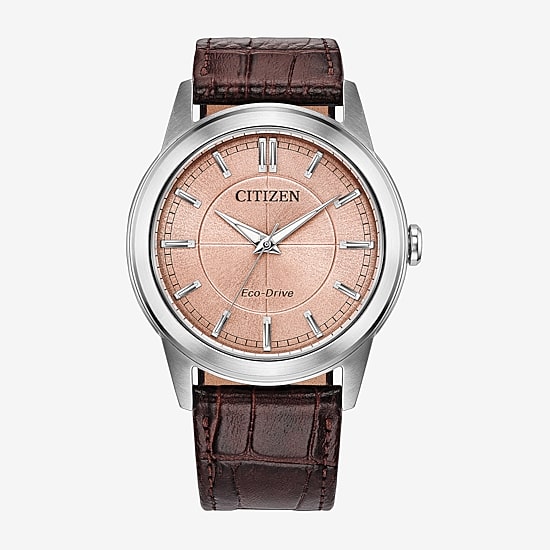 Citizen Rolan Mens Brown Leather Strap Watch Aw2110-14z