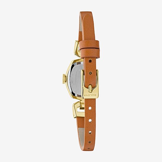 Bulova Goddess Of Time Womens Brown Leather Strap Watch 97l202