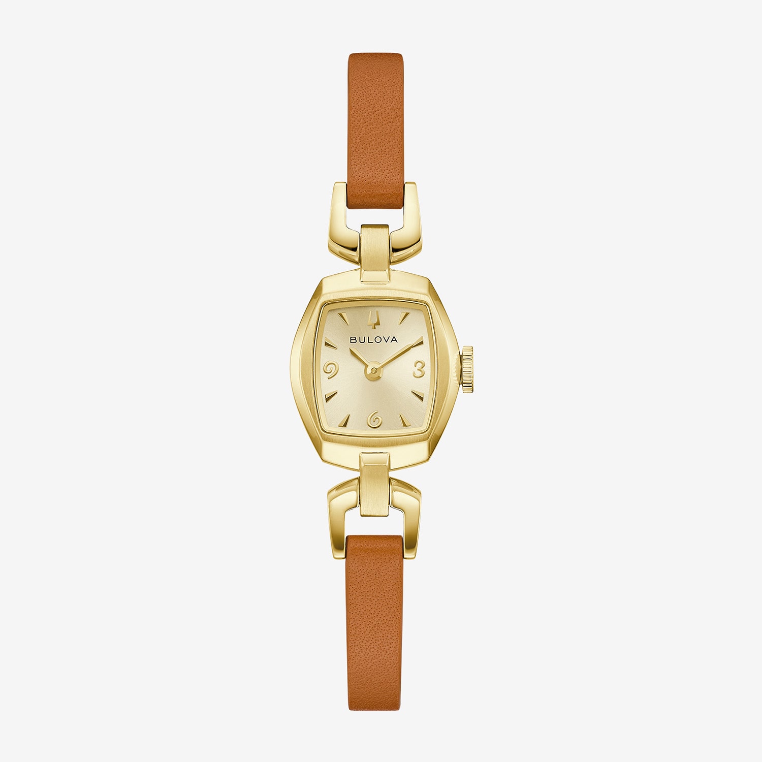 Bulova Goddess Of Time Womens Brown Leather Strap Watch 97l202