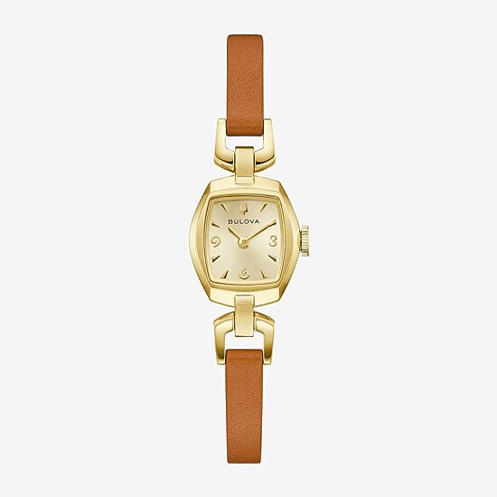 Bulova Goddess Of Time Womens Brown Leather Strap Watch 97l202
