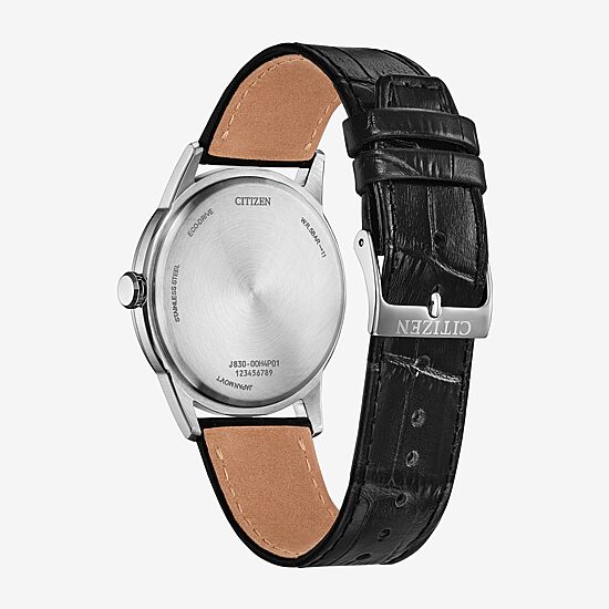 Citizen Rolan Mens Black Leather Strap Watch Aw2110-06e