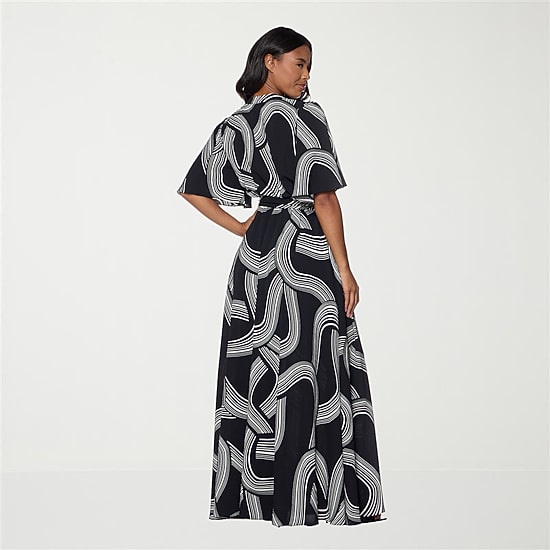 Premier Amour Womens V Neck Short Sleeve Flutter Maxi Dress