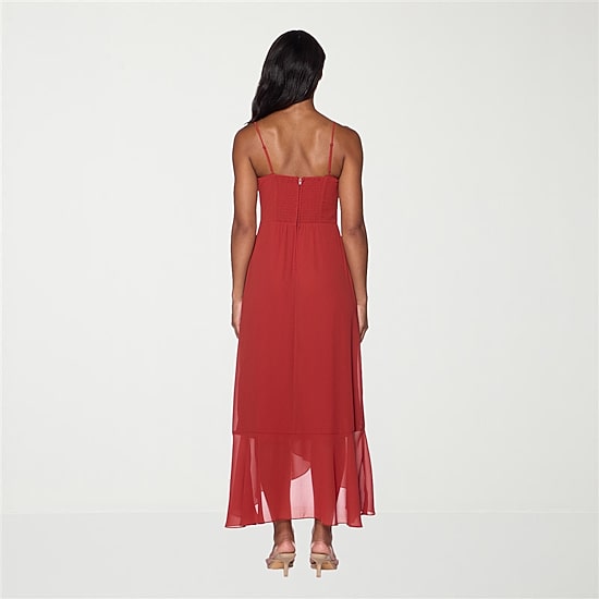Premier Amour Womens Sweetheart Neck Sleeveless Spaghetti Straps Chiffon Maxi Dress