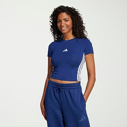 adidas Womens Crew Neck Short Sleeve Active T-Shirt, Medium, Blue