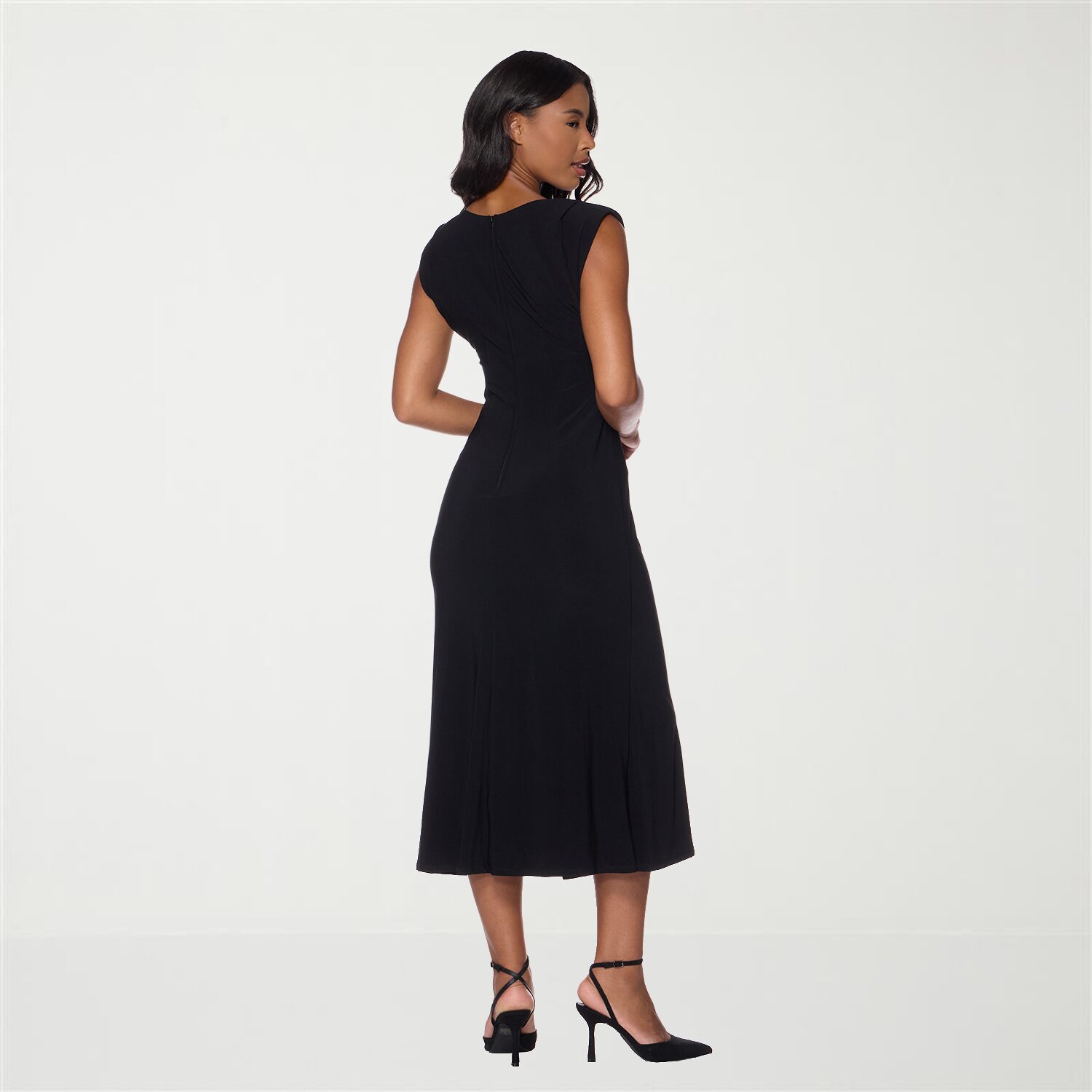 Premier Amour Womens Midi Boat Neck Sleeveless Sheath Dress