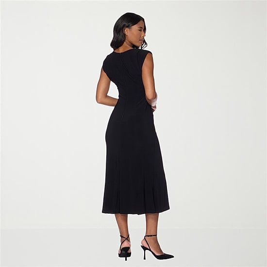 Premier Amour Womens Midi Boat Neck Sleeveless Sheath Dress