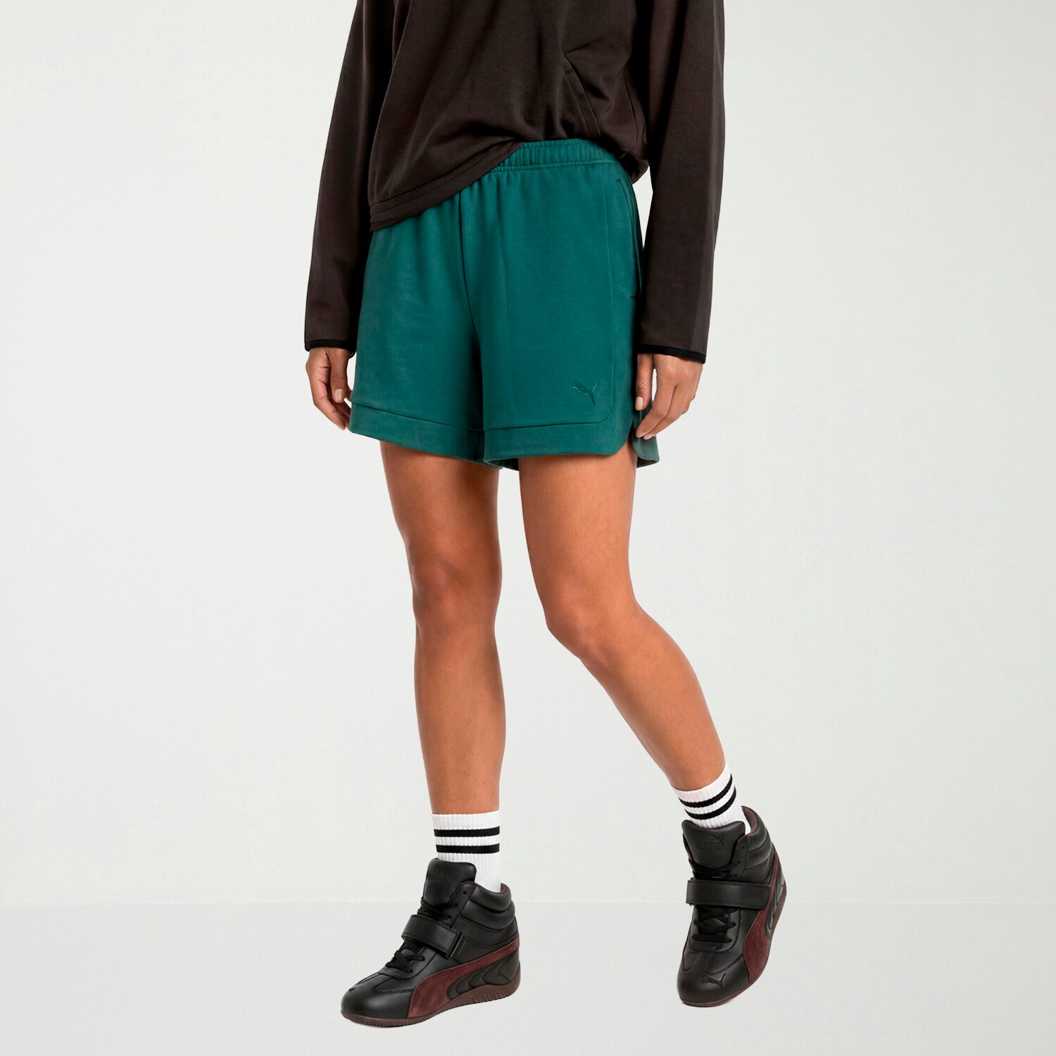 PUMA Womens 5" Mid Rise Drawstring Waist Active Pull-On Short