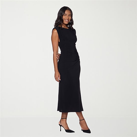 Premier Amour Womens Midi Boat Neck Sleeveless Sheath Dress