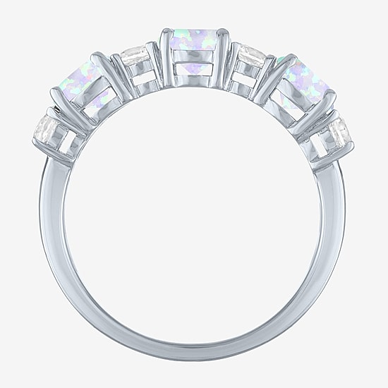 Womens Gemstone Sterling Silver 7 Stone Band
