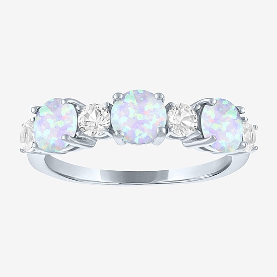 Womens Gemstone Sterling Silver 7 Stone Band
