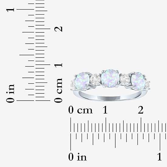 Womens Gemstone Sterling Silver 7 Stone Band