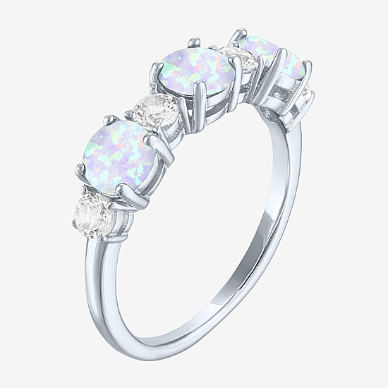 Womens Gemstone Sterling Silver 7 Stone Band