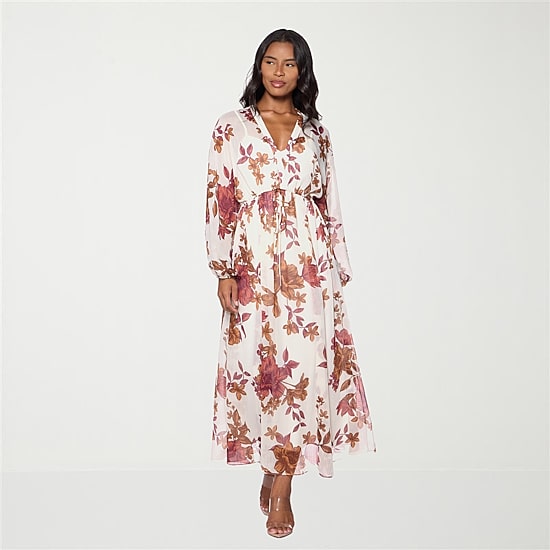 pink satin long dress Light With Beaded Lace Appliqué White Wells Dress | fluttery scarf tie state_ND Color:As Photo(Yellow)