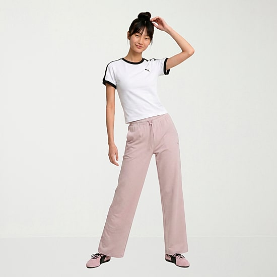 PUMA Womens Wide Leg Mid Rise Regular Fit Sweatpant