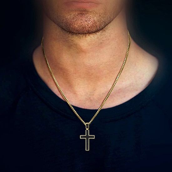 Cross (Black / I3) Mens 1/2 CT. T.W. Natural Black Diamond 10K Gold Over Silver Cross Pendant