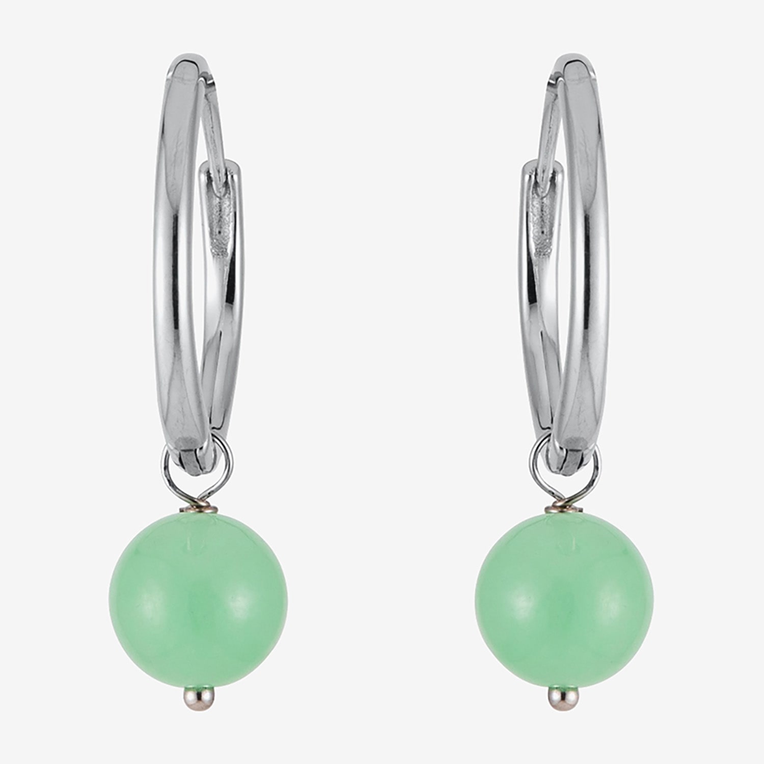 Limited Quantities! Womens Genuine Green Jade Sterling Silver 31mm Hoop Earrings