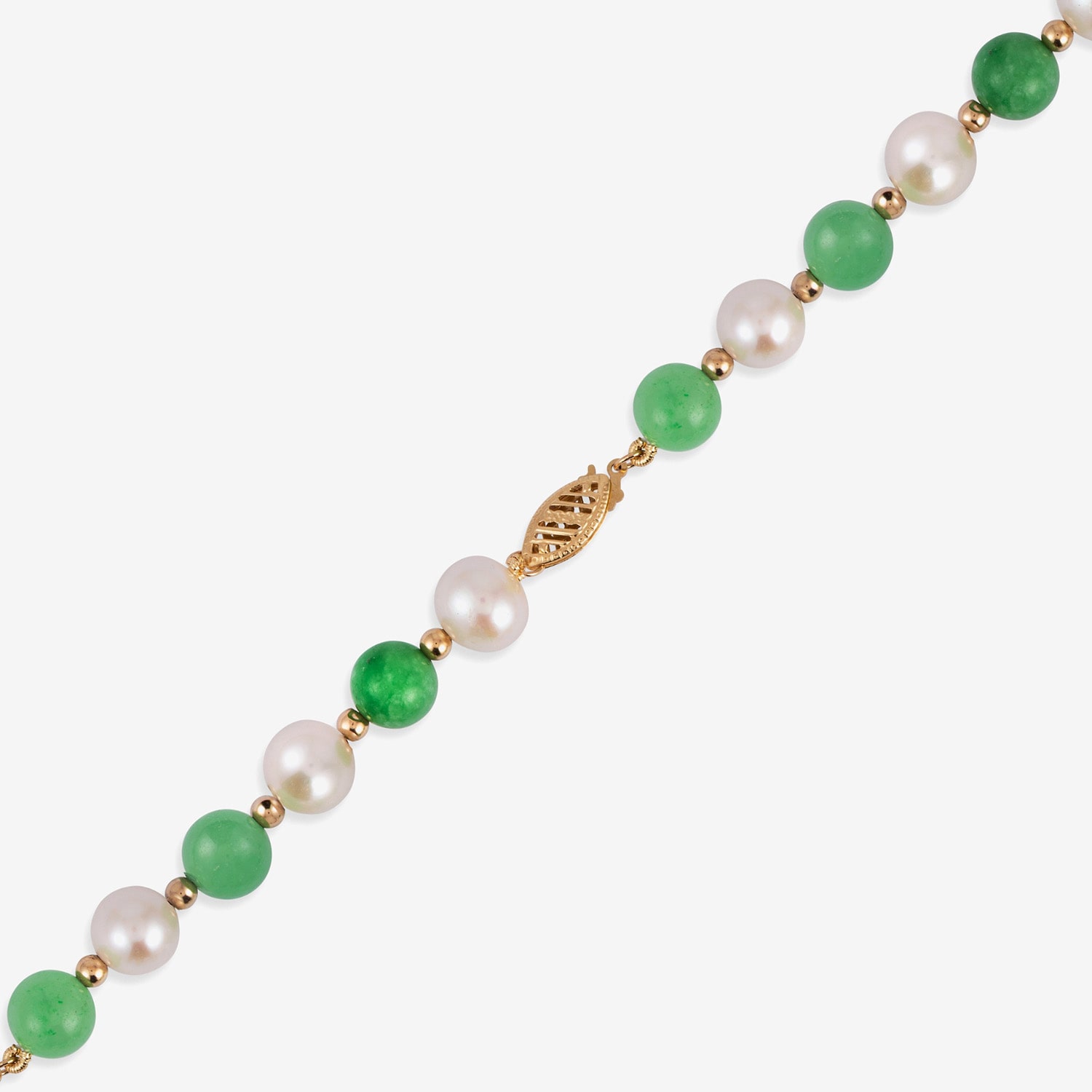 Limited Quantities! Womens Genuine Green Jade Cultured Freshwater Pearl 10K Gold Beaded Bracelet
