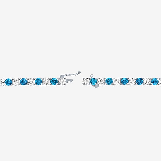 Womens Gemstone Pure Silver Over Brass 7.5 Inch Tennis Bracelet