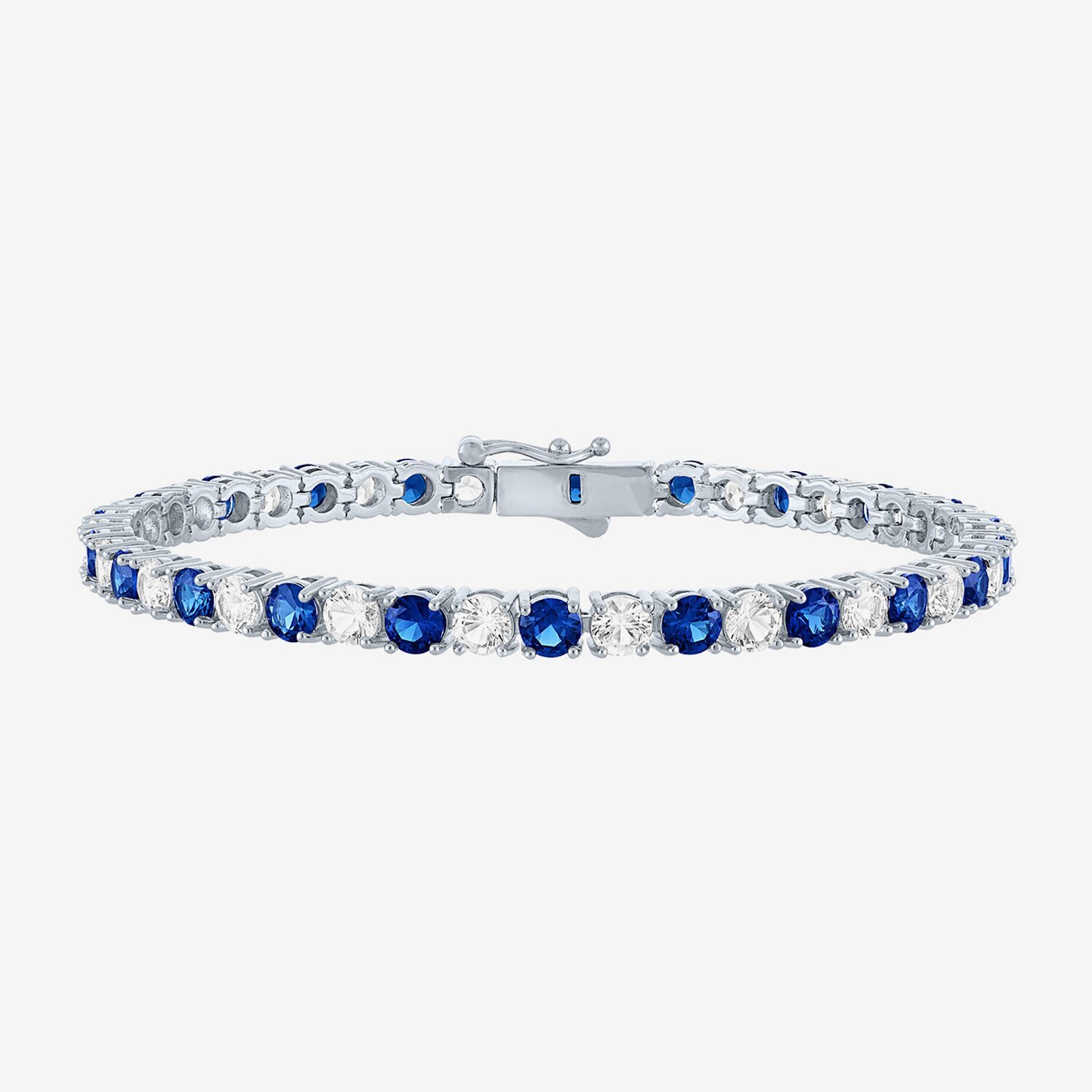Womens Lab Created Blue Sapphire Pure Silver Over Brass 7.5 Inch Tennis Bracelet