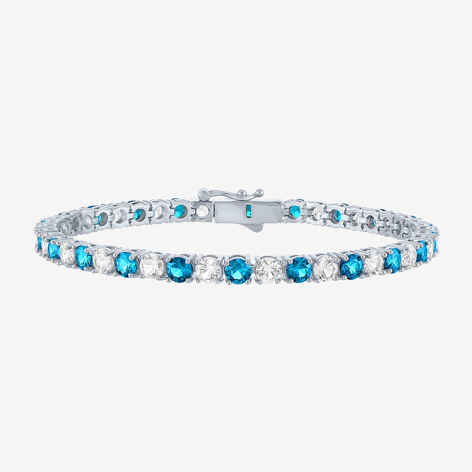 Womens Gemstone Pure Silver Over Brass 7.5 Inch Tennis Bracelet