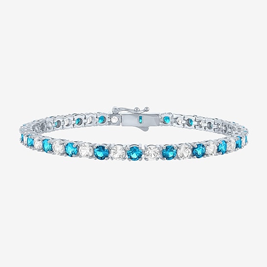 Womens Gemstone Pure Silver Over Brass 7.5 Inch Tennis Bracelet