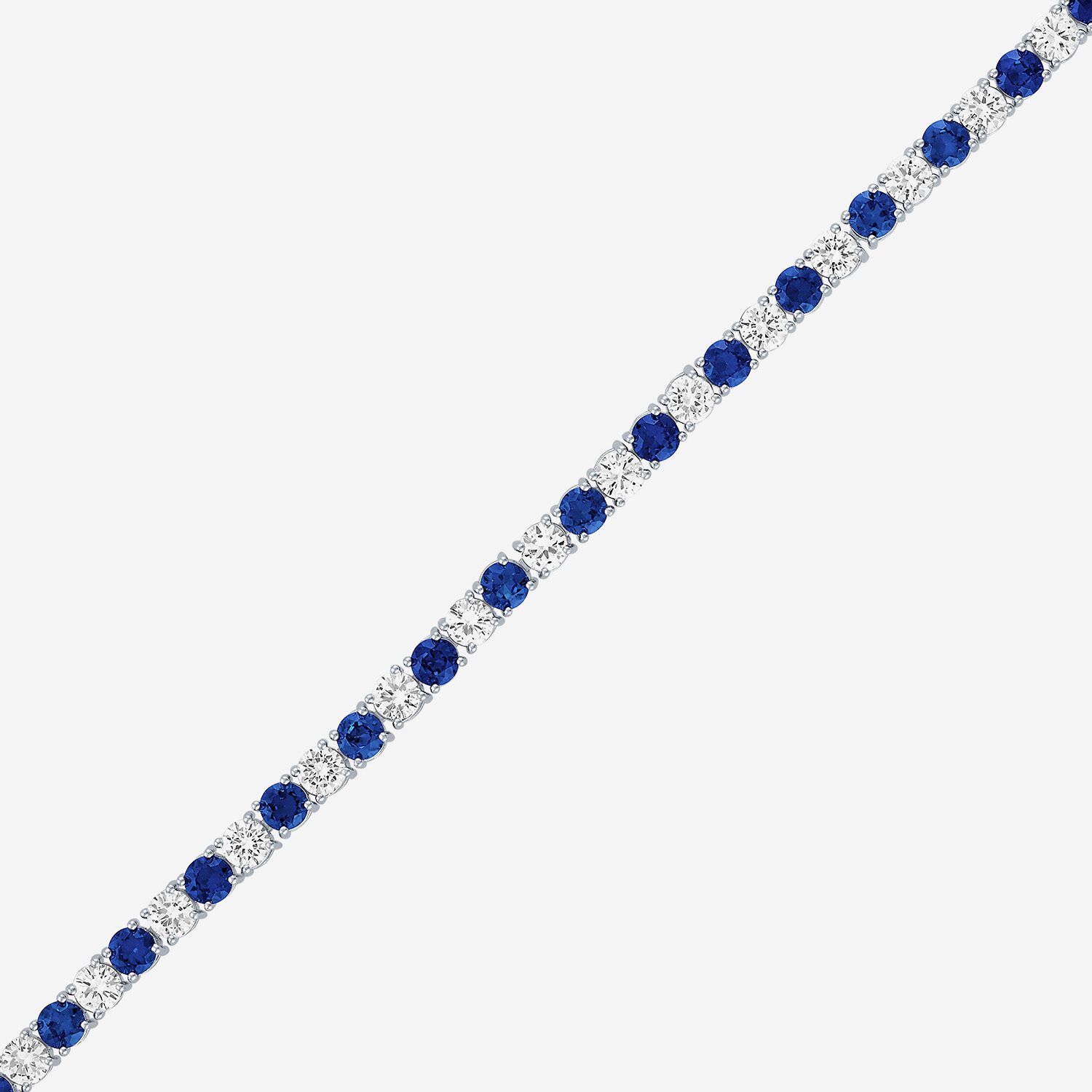 Womens Lab Created Blue Sapphire Pure Silver Over Brass 7.5 Inch Tennis Bracelet