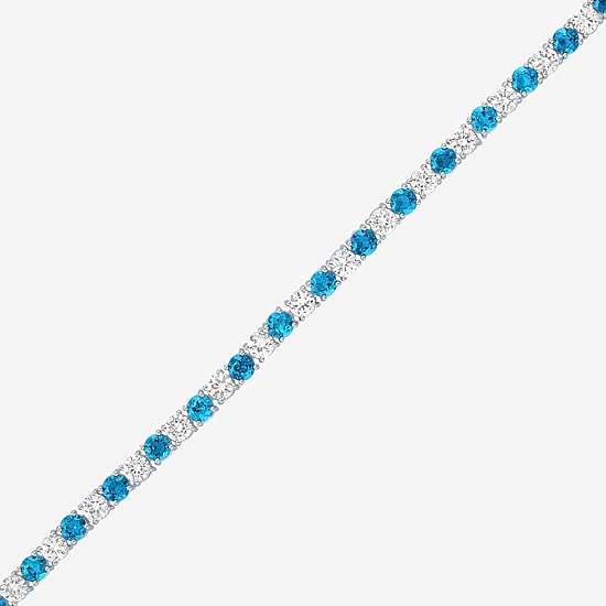 Womens Gemstone Pure Silver Over Brass 7.5 Inch Tennis Bracelet