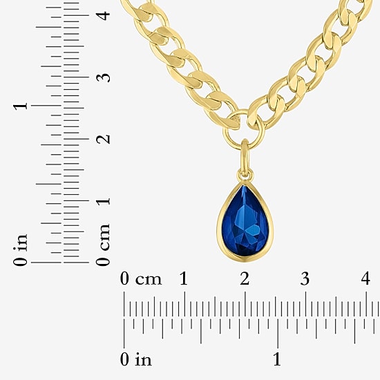 Womens Gemstone 14K Gold Over Brass Pear 18 Inch Pendant Necklace