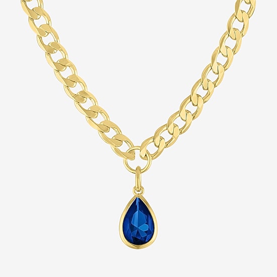 Womens Gemstone 14K Gold Over Brass Pear 18 Inch Pendant Necklace
