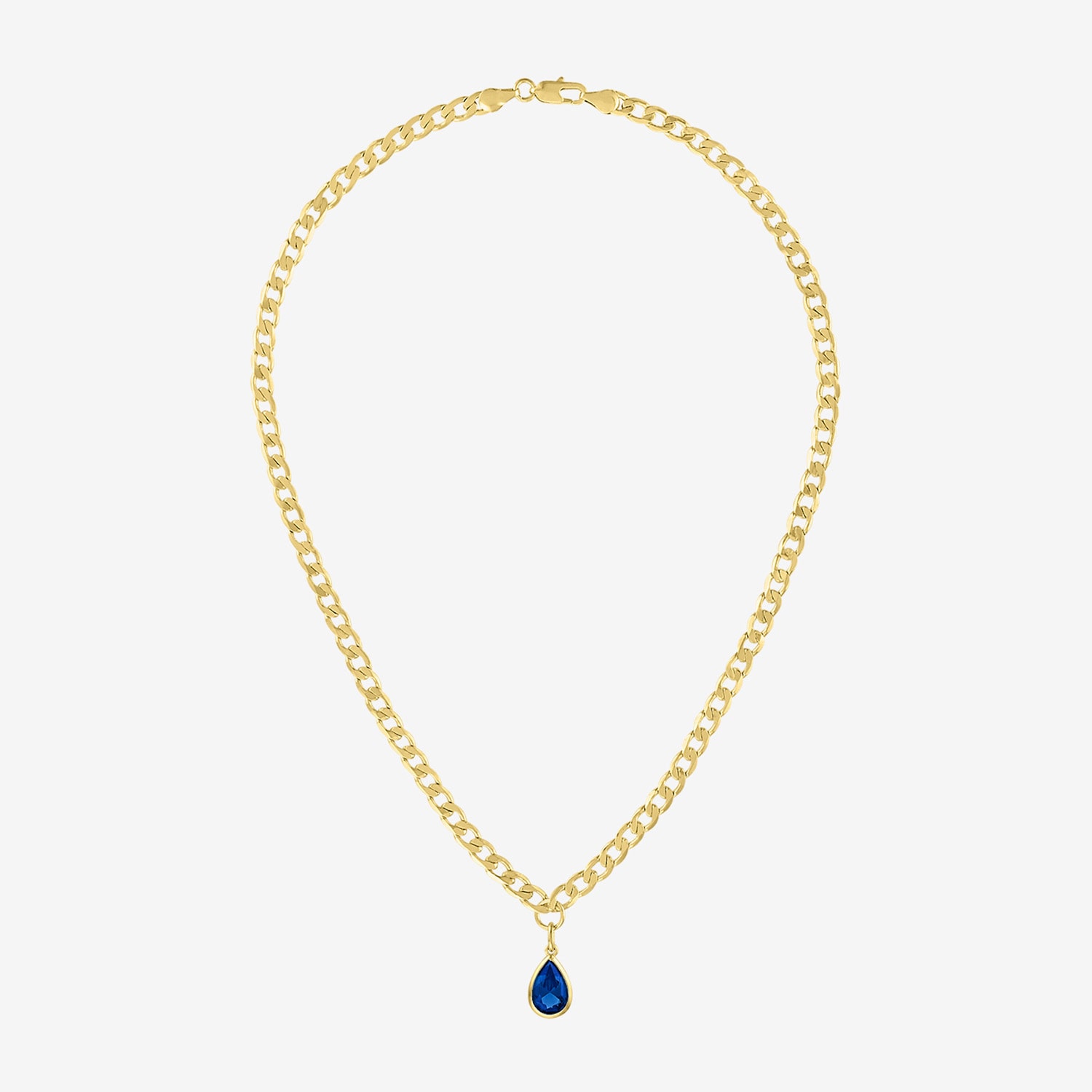 Womens Lab Created Blue Sapphire 14K Gold Over Brass Pear 18 Inch Pendant Necklace