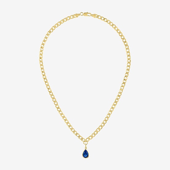 Womens Gemstone 14K Gold Over Brass Pear 18 Inch Pendant Necklace