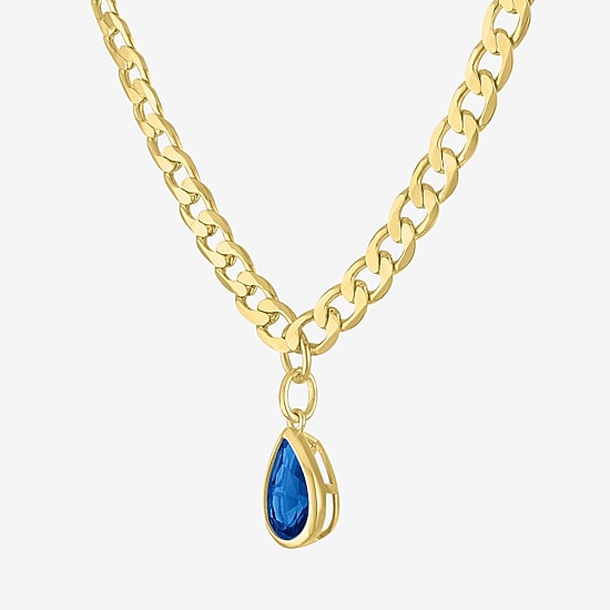 Womens Gemstone 14K Gold Over Brass Pear 18 Inch Pendant Necklace