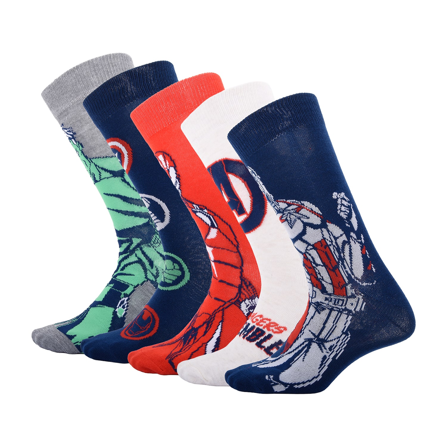 Mens 5 Pair Avengers Marvel Crew Socks
