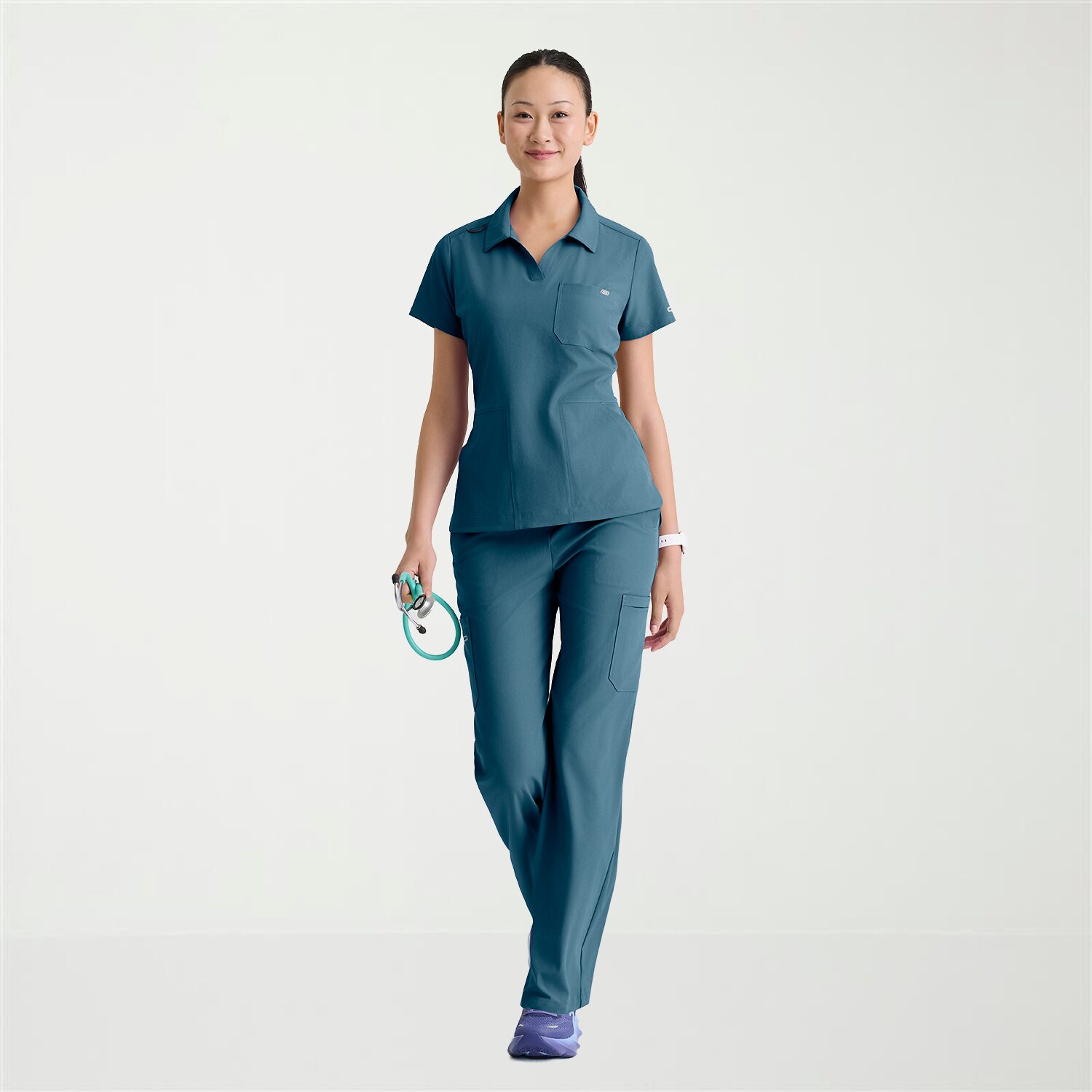 Skechers Skt302 Honor 3-Pocket Slim Fit Womens Short Sleeve Stretch Fabric Moisture Wicking Scrub Top