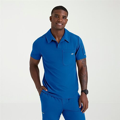Skechers Skt305 Merit 3-Pocket Slim Fit Mens Short Sleeve Stretch Fabric Moisture Wicking Scrub Top, X-large, Blue