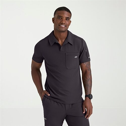 Skechers Skt305 Merit 3-Pocket Slim Fit Mens Short Sleeve Stretch Fabric Moisture Wicking Scrub Top, X-large, Gray