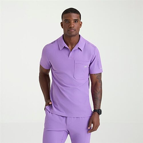 Skechers Skt305 Merit 3-Pocket Slim Fit Mens Short Sleeve Stretch Fabric Moisture Wicking Scrub Top, X-large, Purple