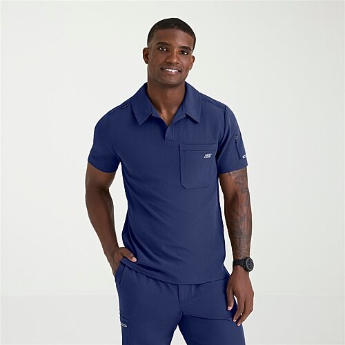 Skechers Skt305 Merit 3-Pocket Slim Fit Mens Short Sleeve Stretch Fabric Moisture Wicking Scrub Top, X-large, Blue
