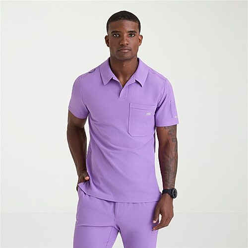 Skechers Skt305 Merit 3-Pocket Slim Fit Mens Big Short Sleeve Stretch Fabric Moisture Wicking Scrub Top, 5x-large, Purple