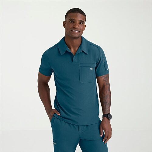 Skechers Skt305 Merit 3-Pocket Slim Fit Mens Short Sleeve Stretch Fabric Moisture Wicking Scrub Top, X-large, Blue