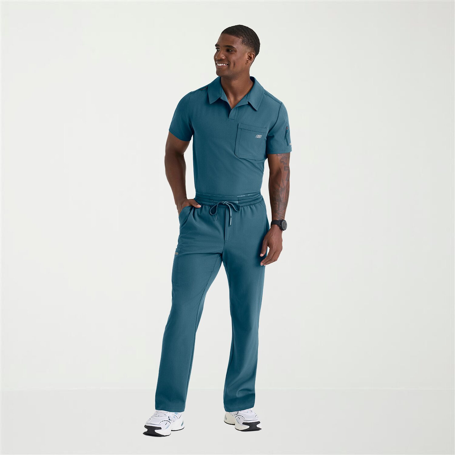 Skechers Skt305 Merit 3-Pocket Slim Fit Mens Short Sleeve Stretch Fabric Moisture Wicking Scrub Top