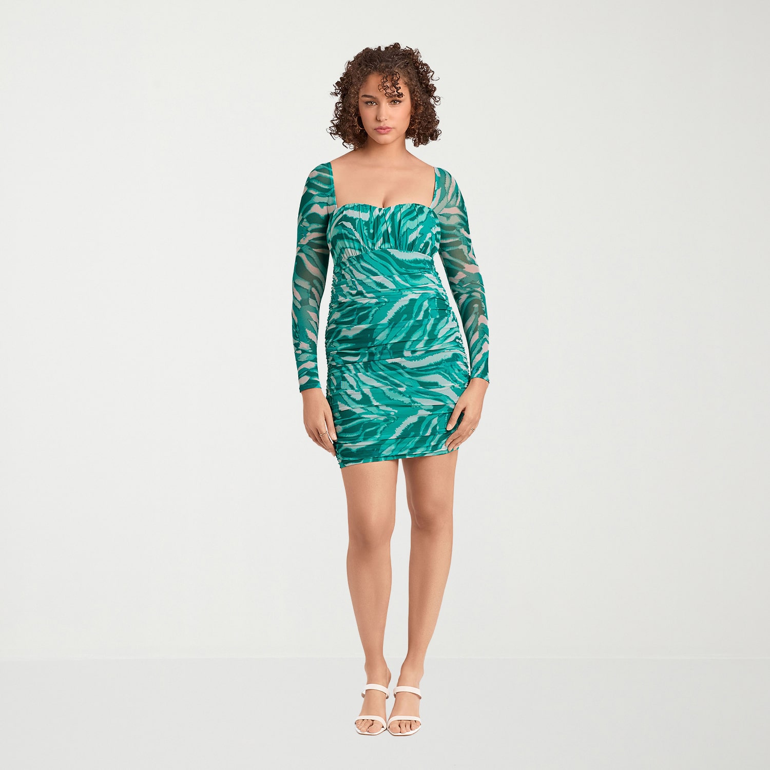 S3 Apparel Shapewear Womens Sweetheart Neck Long Sleeve Fitted Bodycon Dress