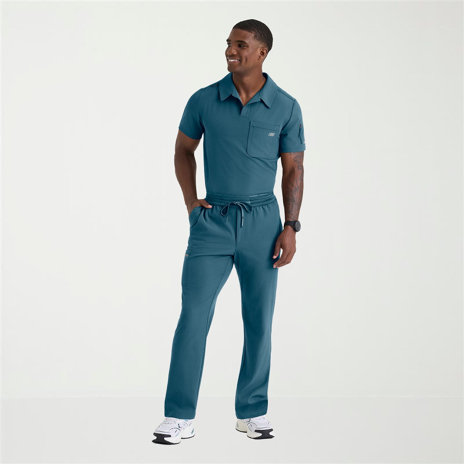 Skechers Skt305 Merit 3-Pocket Slim Fit Mens Big Short Sleeve Stretch Fabric Moisture Wicking Scrub Top