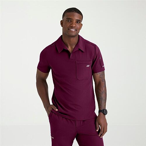 Skechers Skt305 Merit 3-Pocket Slim Fit Mens Short Sleeve Stretch Fabric Moisture Wicking Scrub Top, X-large, Red