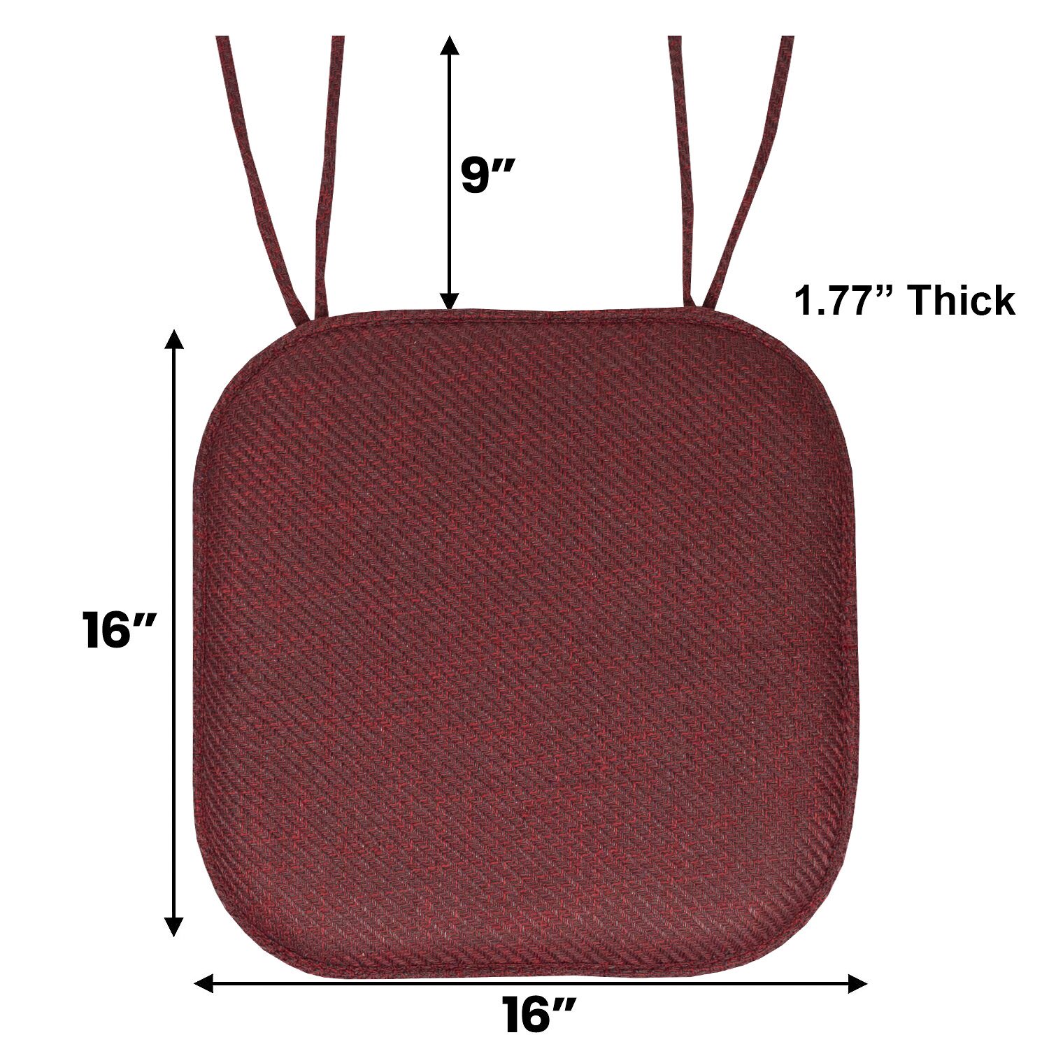 Sweet Home Collection™ Herringbone Stitch Memory Foam Non-Slip 16" x Chair Cushion Pad with Ties